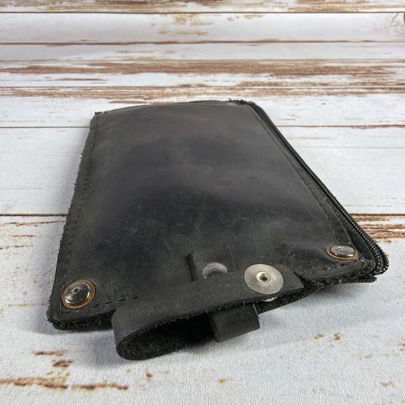 Cooper River Bag Pouch Black Brown Leather Approx 8x6x2 in Used - Picture 4 of 4